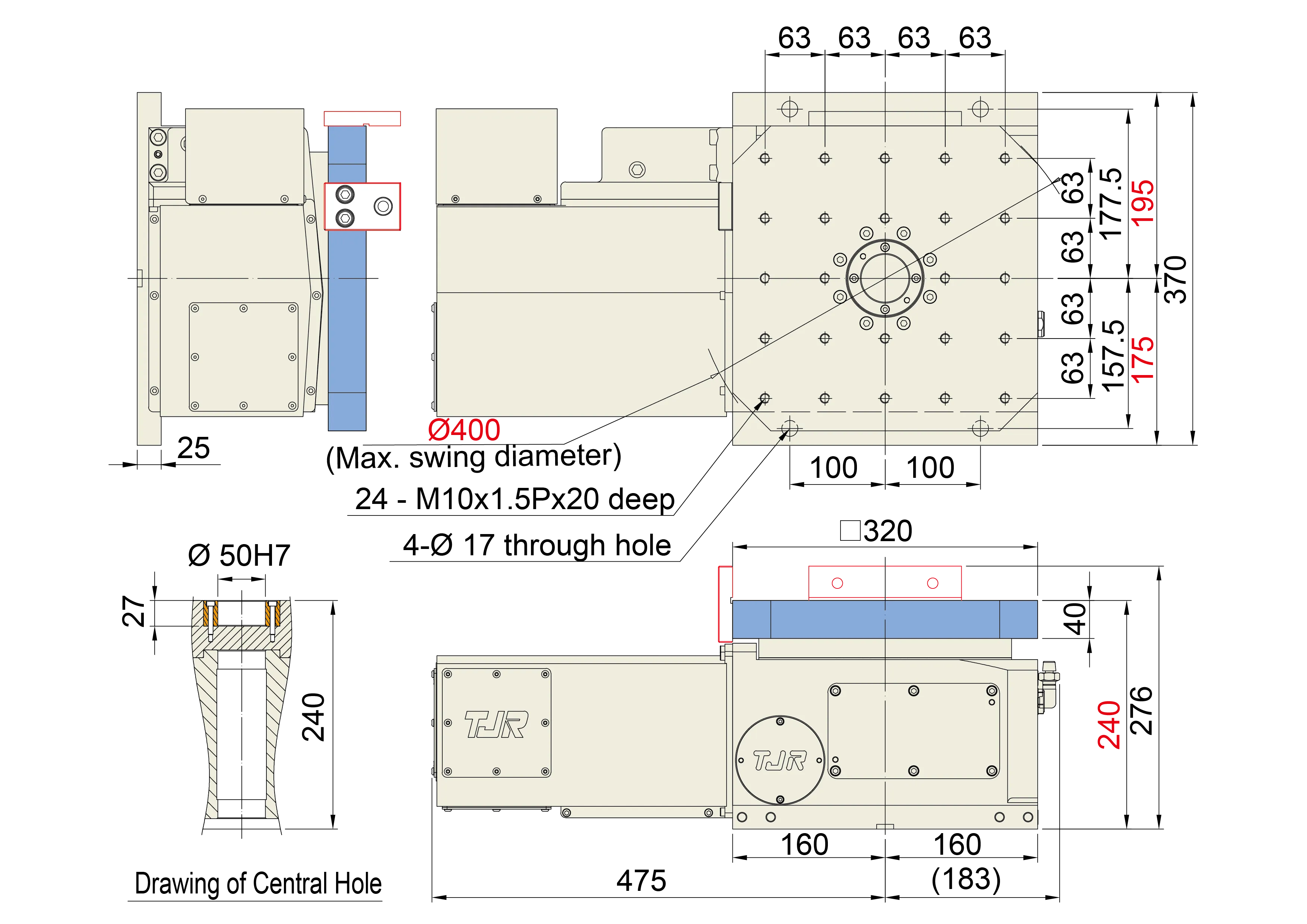 HHI-320x320F - Product Dimension dimensions